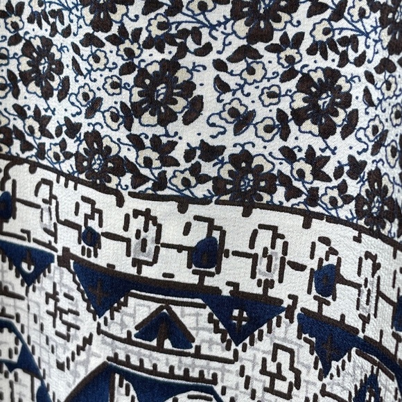 Sea NY Mosaic Patchwork Tile Geo Floral Print Ombré Tassel Silk Boho Blouse Top - Picture 9 of 11